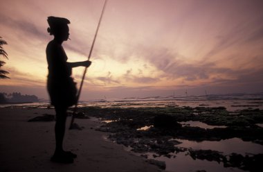Weligama sahil, balıkçı