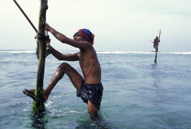 Weligama sahil, balıkçılar