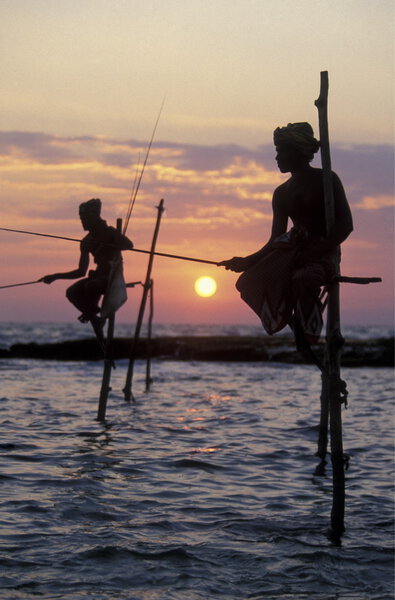 Fishermen at the coast of Weligama