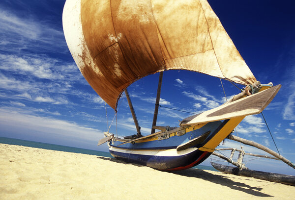 Dhoni Fishingboat at the coast of Nagombo