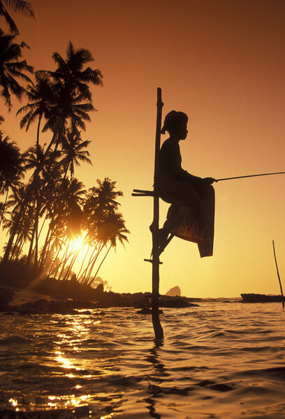 Fisherman at the coast of Weligama