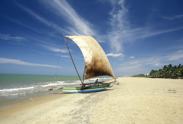 Dhoni Fishingboat at the coast of Nagombo