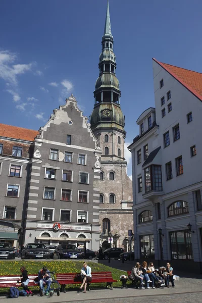 Casa de los blackheads en la ciudad de Riga — Foto de Stock