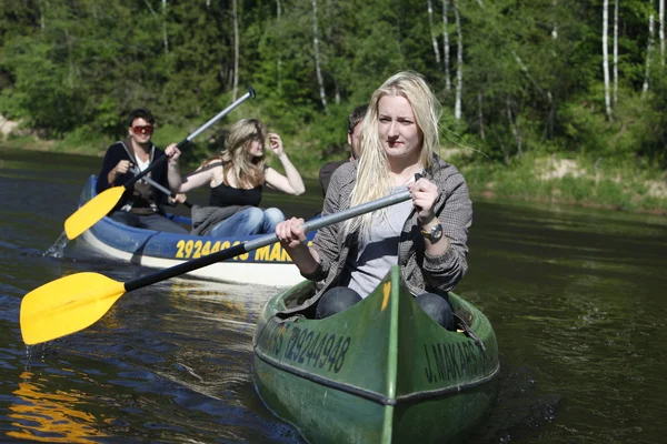 people on a canoes trip on the Gauja river