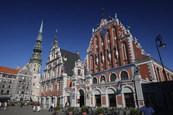 A várost a rigai Feketefejűek háza — Stock Fotó