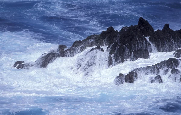 Landschap en de kust bij de stad van Porto Moniz — Stockfoto