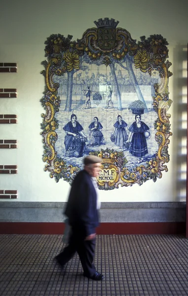 Традиционная плитка или Azulejos в Португалии — стоковое фото