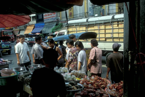 Una Calle Mercado Mercado Ciudad China Ciudad Bangkok Tailandia Southeastasia — Foto de Stock