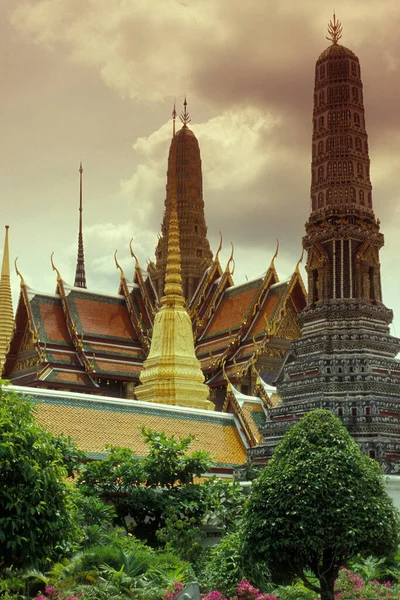 Architettura Del Wat Phra Kaew Ratanakosin Nella Città Bangkok Thailandia — Foto Stock