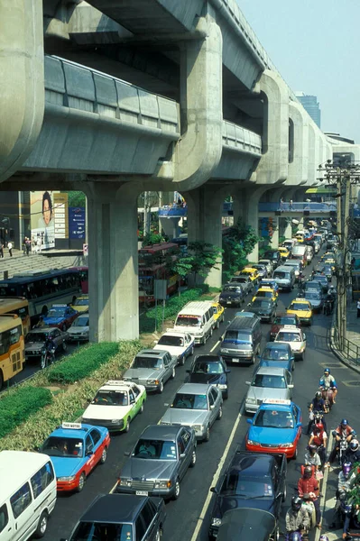 Road Trafic City Centre Siam Square Aerea City Bangkok Thailand — Stock Photo, Image