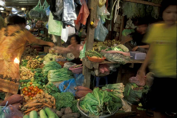 Groente Levensmiddelenmarkt Centrale Markt Psar Thmei Markt Stad Phnom Penh — Stockfoto