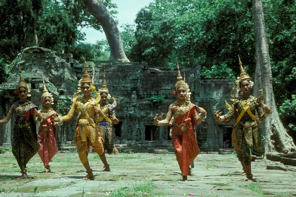 Khmer Apsara Danza Las Mujeres Templo Preah Khan Ciudad Del — Foto de Stock
