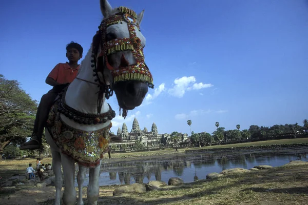 Angkor Wat Tempel Tempelstad Angkor Bij Stad Siem Reap Het — Stockfoto