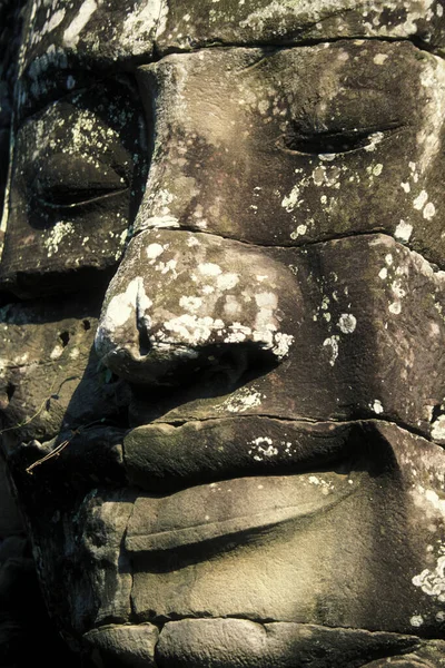 Камень Лицом Храму Байон Темпель Руины Ангкор Храмовом Городе Ангкор — стоковое фото