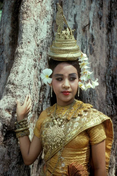 Khmer Apsara Tančící Ženy Chrámu Preah Chána Chrámu Města Angkor — Stock fotografie