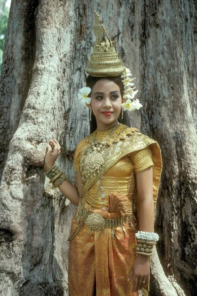 Khmer Apsara Dance Women Temple Preah Khan Temple City Angkor — Stock Photo, Image