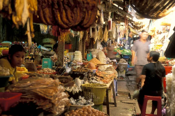 Mercado Pescado Mercado Central Mercado Psar Thmei Ciudad Phnom Penh — Foto de Stock
