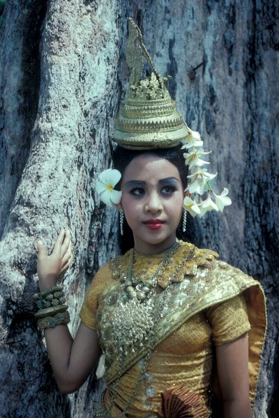 Khmer Apsara Tančící Ženy Chrámu Preah Chána Chrámu Města Angkor — Stock fotografie
