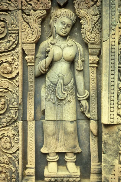 Tempelruinerna Banteay Srei Cirka Norr Temple City Angkor Nära Staden — Stockfoto