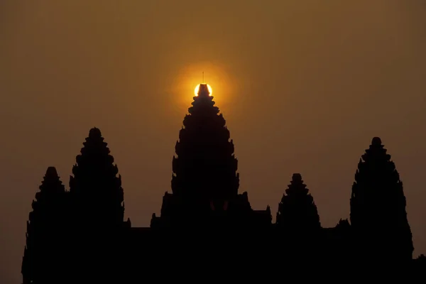 Angkor Wat Tapınağı Kamboçya Nın Batısındaki Siem Reap Şehrinin Yakınındaki — Stok fotoğraf