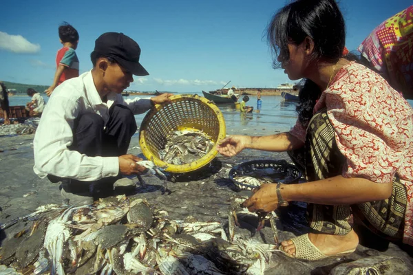 Pescadores Puerto Pesquero Costa Ciudad Sihanoukville Sur Camboya Camboya Sihanoukville —  Fotos de Stock