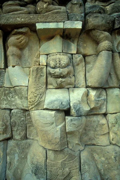 Figuras Terraza Del Templo Elefantes Ciudad Del Templo Angkor Cerca —  Fotos de Stock