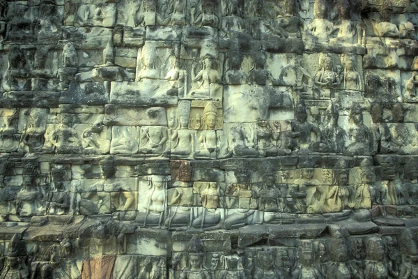 Figure Presso Tempio Terrazza Elefanti Nel Tempio Città Angkor Vicino — Foto Stock