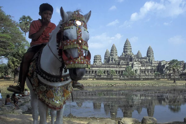 Angkor Wat Templom Angkor Templomvárosában Siem Reap Város Közelében Kambodzsától — Stock Fotó