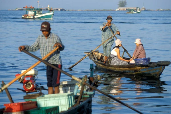 Fischer Fischerhafen Der Küste Der Stadt Sihanoukville Süden Kambodschas Kambodscha — Stockfoto