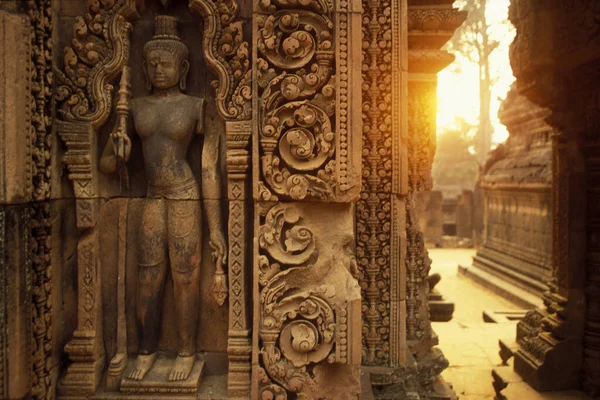 Tempel Ruïnes Van Banteay Srei Ongeveer Ten Noorden Van Tempel — Stockfoto