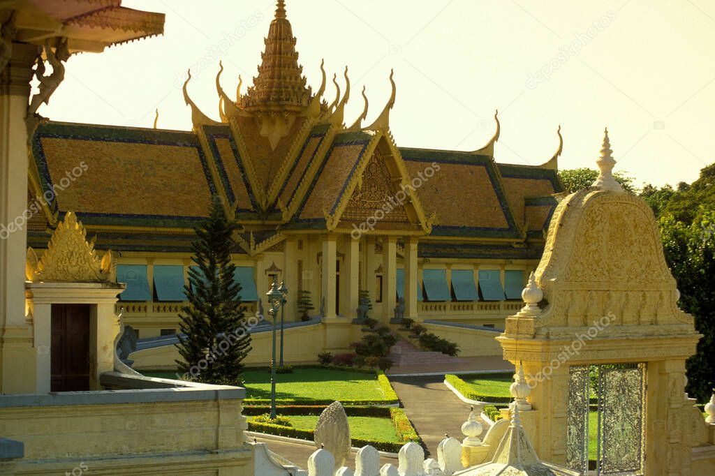 the architecture of the Royal Palace in the city of Phnom Penh of Cambodia.  Cambodia, Phnom Penh, February, 2001
