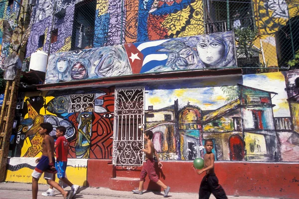 Karayip Denizi Ndeki Havana Şehrindeki Hamel Caddesi Nde Renkli Resimler — Stok fotoğraf