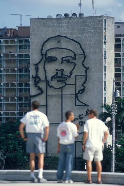 Ett Minnesmärke Över Che Guevara Inrikesministeriet Plaza Revolicion Staden Havanna — Stockfoto