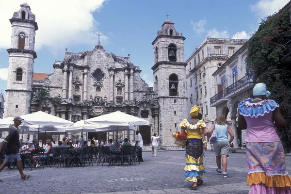 Plaza Catedral Havanna Városában Kubában Karib Tengeren Kuba Havanna 2005 — Stock Fotó