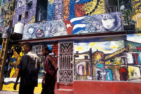 Colorfull Paintings Hamel Street City Havana Cuba Caribbean Sea Cuba — Stock Photo, Image