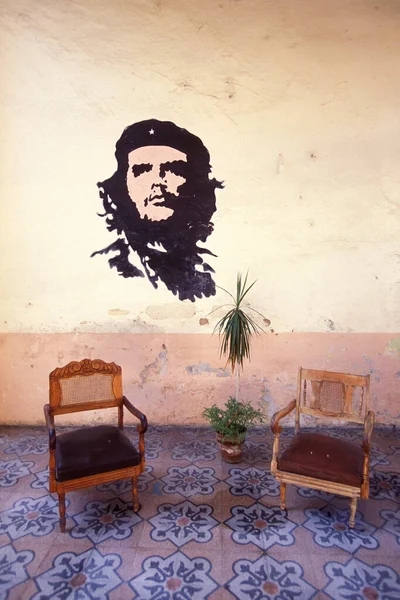 Che Guevara Peinture Murale Dans Ville Havane Sur Cuba Dans — Photo