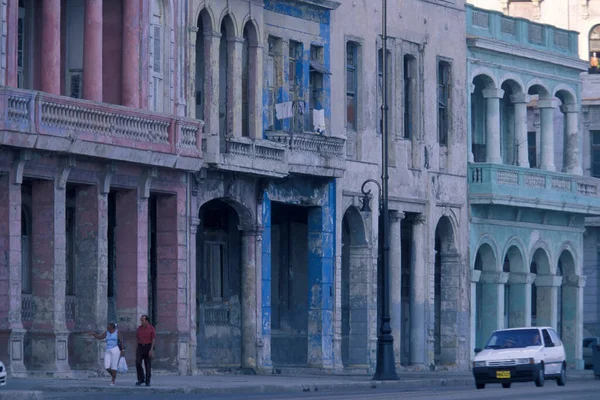 Arquitetura Estrada Malecon Road Cidade Havana Cuba Mar Caribe Cuba — Fotografia de Stock