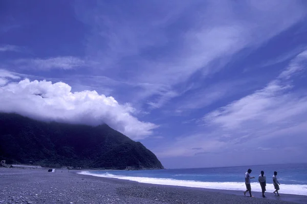 Plaża Krajobraz Pobliżu Hualien Wschodnim Wybrzeżu Oceanu Spokojnego Tajwanie Azji — Zdjęcie stockowe