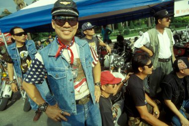 Amerikan taraftarları, ABD Ulusal 4. Gün töreninde. Temmuz ayında Doğu Aasia Tayvan 'ın Kaohsiung şehrinde. Tayvan, Taipei, Mayıs 2001 