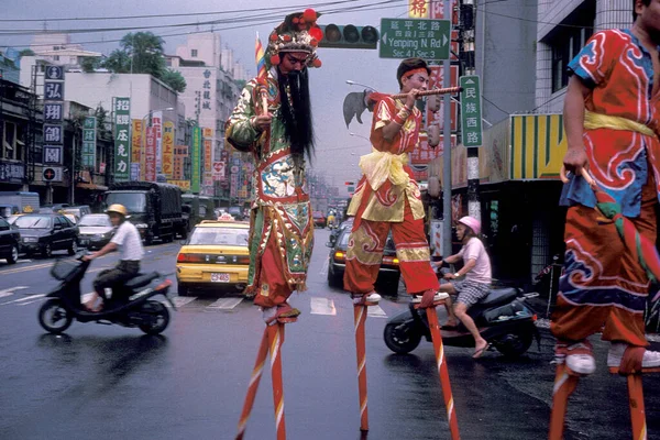 Hagyományos Mazu Parádé Daoista Vallási Fesztivál Taipei Belvárosában Kelet Aázia — Stock Fotó