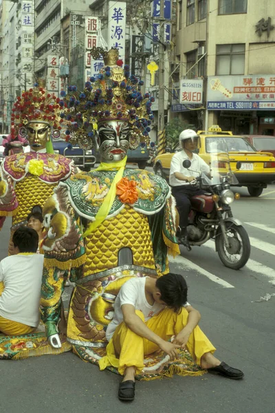 Hagyományos Mazu Parádé Daoista Vallási Fesztivál Taipei Belvárosában Kelet Aázia — Stock Fotó