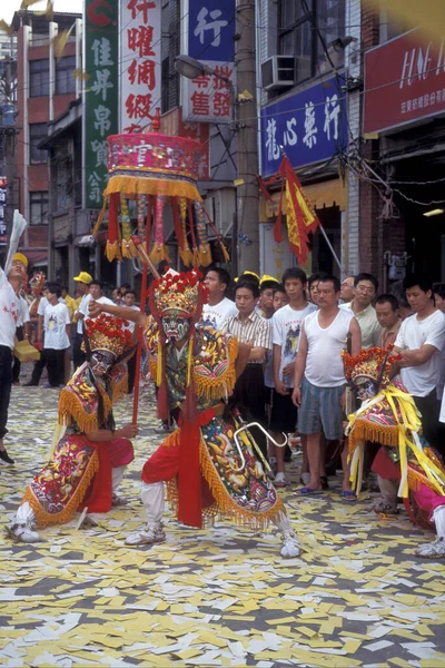 Hagyományos Mazu Parádé Daoista Vallási Fesztivál Taipei Belvárosában Kelet Aázia — Stock Fotó