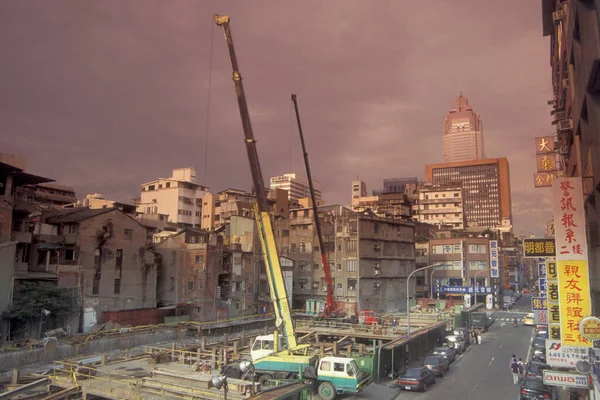 Een Bouwplaats Van Een Metrostation Aan Zhongxiao Weg Chunghsiao Weg — Stockfoto