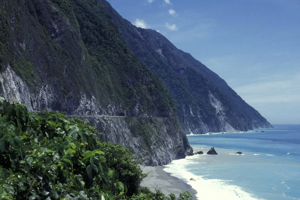 Východní Pobřeží Silnice Krajina Poblíž Hualien Východním Pobřeží Tichém Oceánu — Stock fotografie