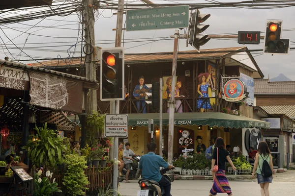 Marketstreet in het dorp van Pai — Stockfoto