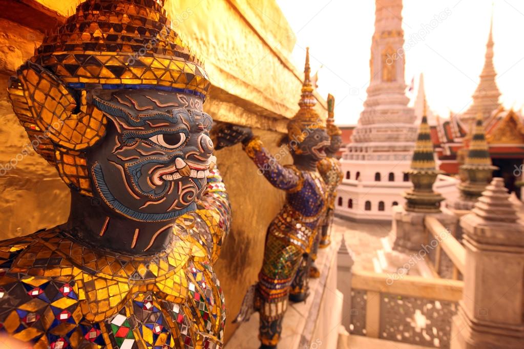 The temple of Wat Phra Kaew in the city of Bangkok