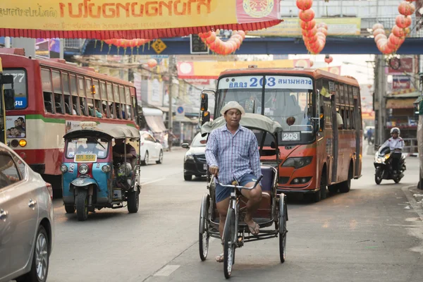 아시아 태국 방콕 Nothaburi Transort 자전거 택시 — 스톡 사진