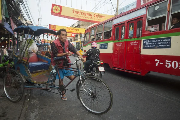 아시아 태국 방콕 Nothaburi Transort 자전거 택시 — 스톡 사진