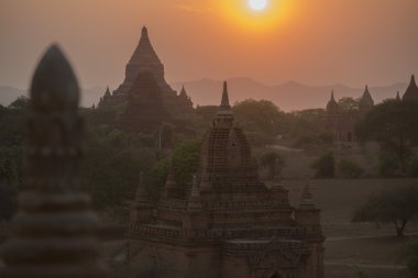 Asya Myanmar Bagan Tapınağı Pagoda manzara