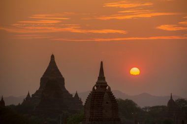 Asya Myanmar Bagan Tapınağı Pagoda manzara